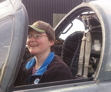 Sandra Lindsey in the cockpit of a Sea Vixen